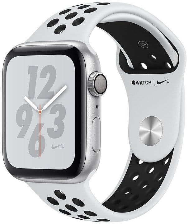 Ceas Apple Watch + Series 4 GPS, 40mm Silver Aluminium Case with Pure Platinum/Black Sport Band
