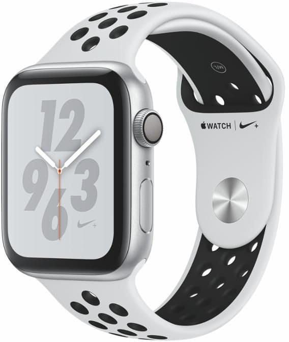 Ceas Apple Watch + Series 4 GPS, 44mm Silver Aluminium Case with Pure Platinum/Black Sport Band